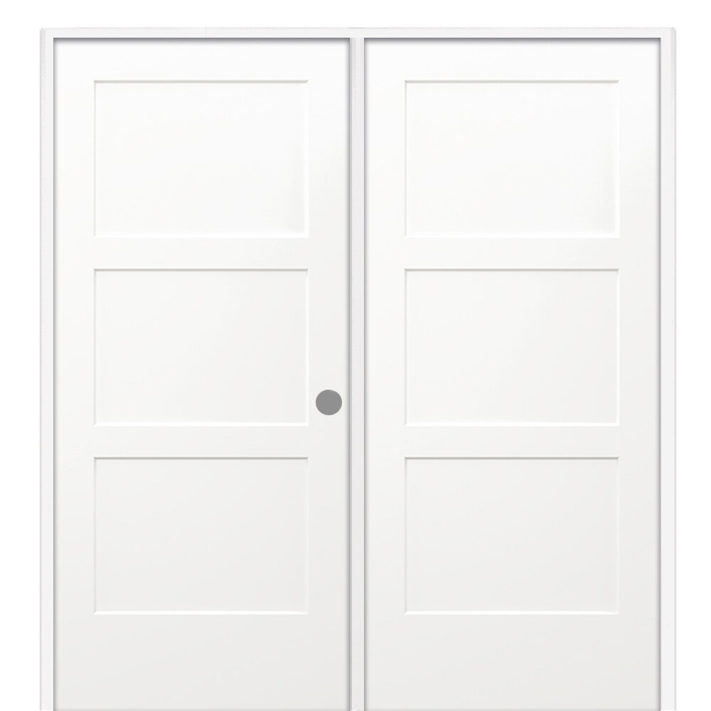 Paneled Manufactured Wood Primed Left Hand Molded Birkdale Double Prehung French Doors