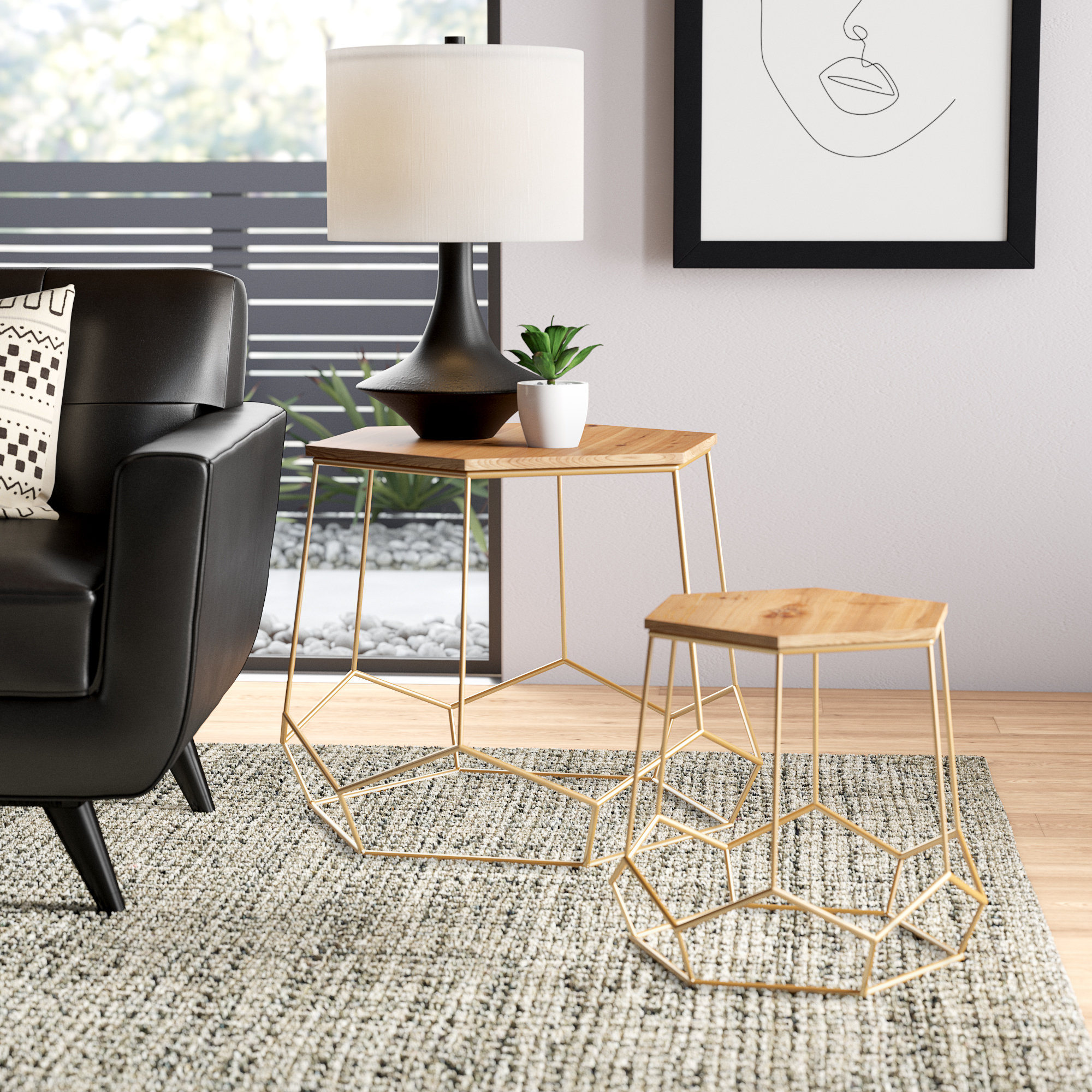 Burton Geometric 2 Piece Nesting Tables Burton Geometric 2 Piece Nesting Tables