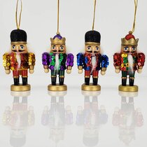 3 Wooden Christmas Nutcracker Soldiers Traditional Tree Decoration Ornaments