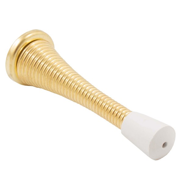 3 Pack 3'' Utility Flexible Spring Door Stop Brass Finish With Mounting Screw 