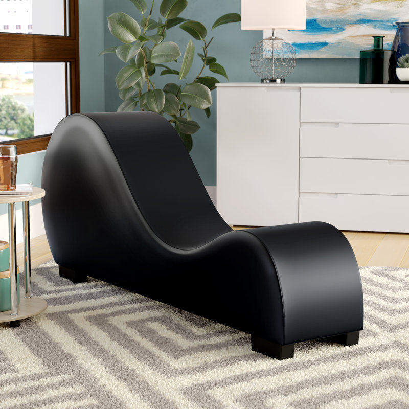 Amettes Faux Leather Armless Chaise Lounge Leather Type: Black Faux Leather