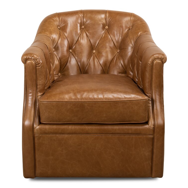 genuine leather swivel club chair