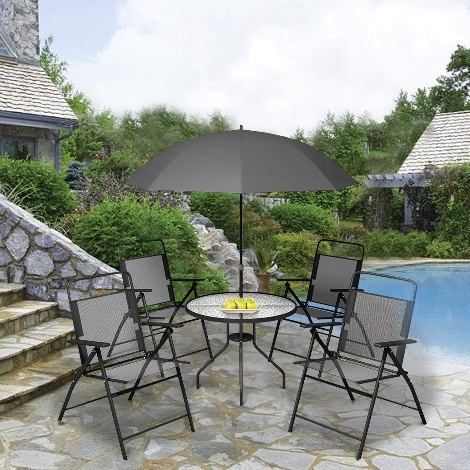 6 piece patio set with umbrella