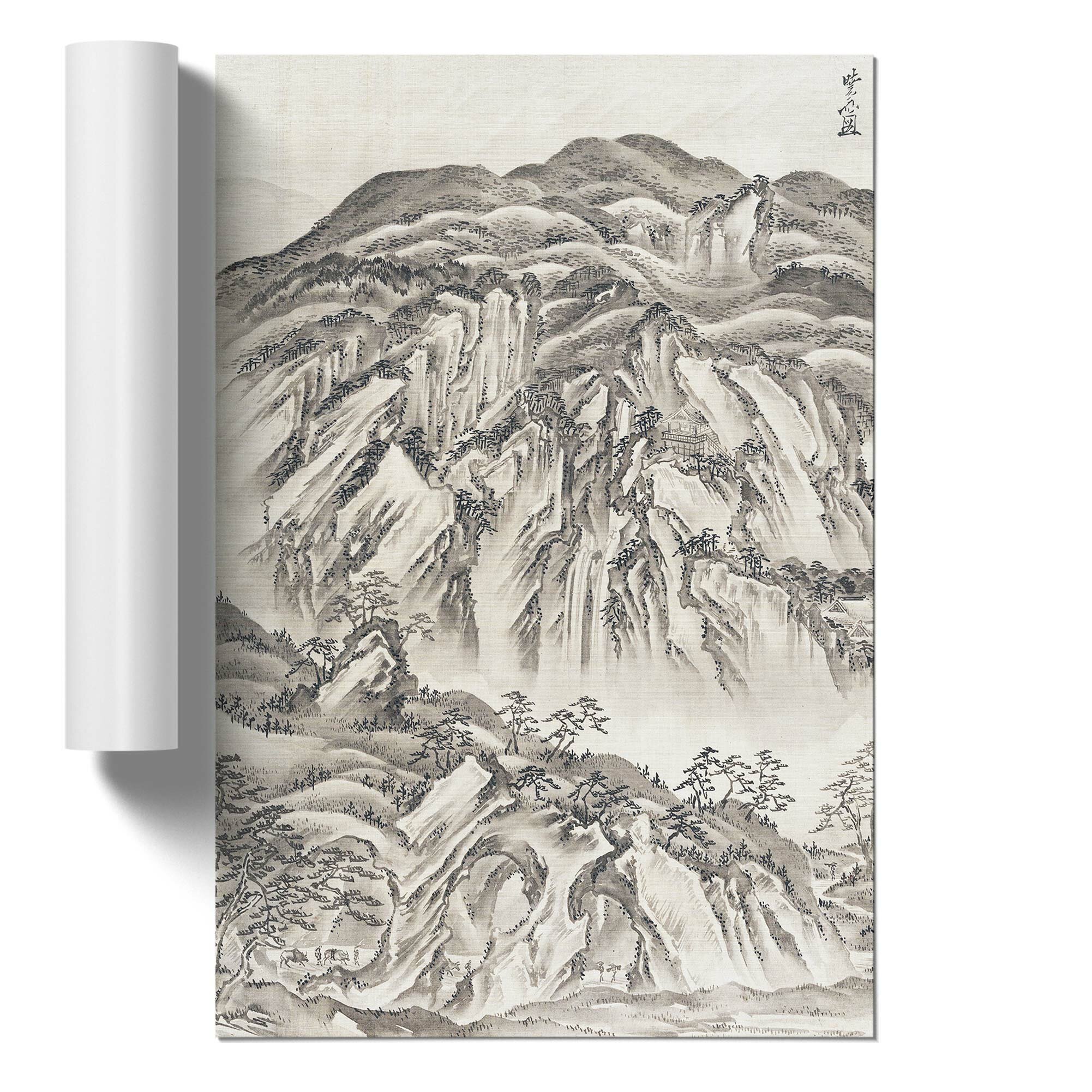 Ebern Designs Poster Eine Felsige Landschaft Von Kawanabe Kyosai Wayfair De