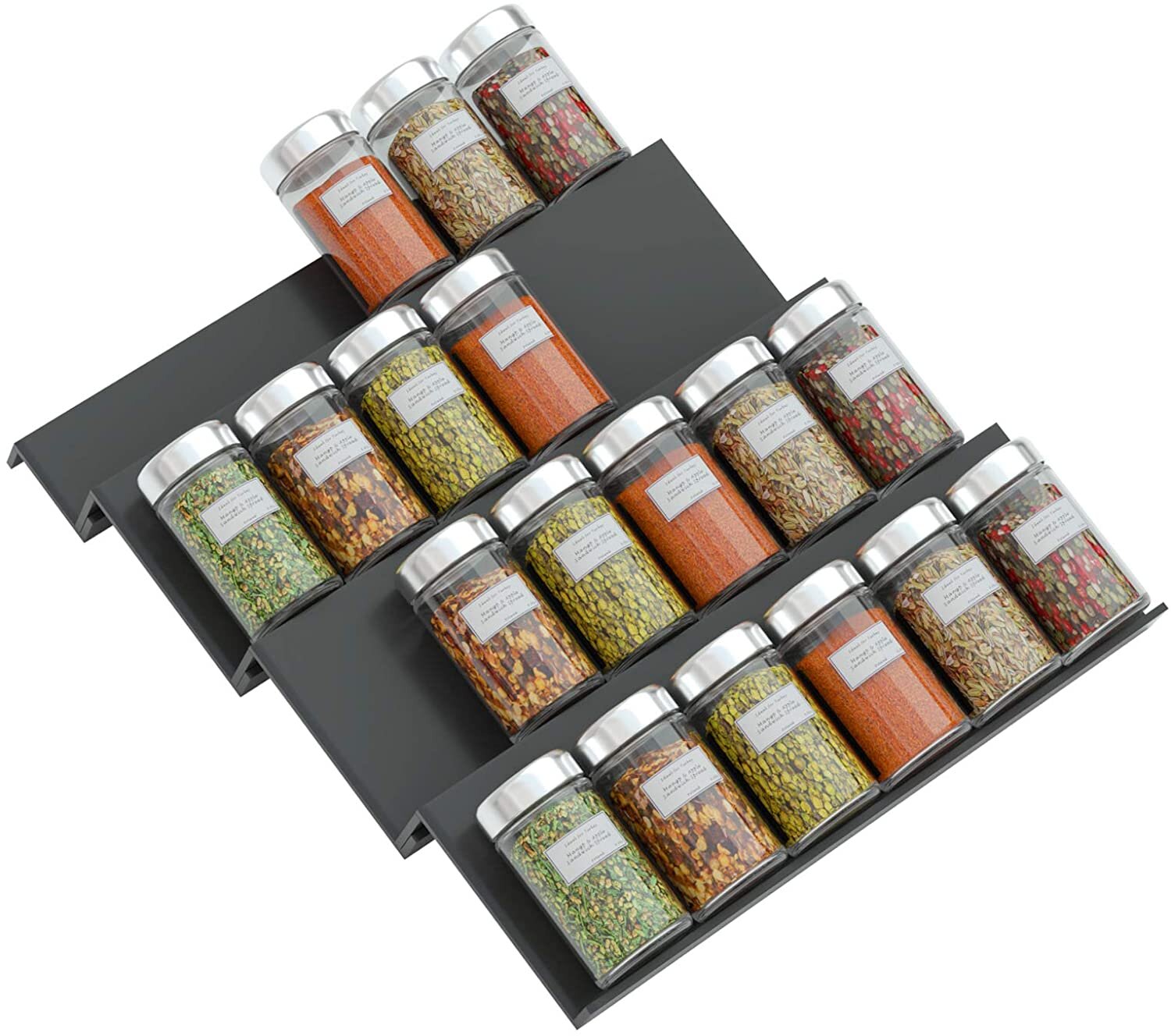 Prep & Savour Acrylic Spice Rack Tray - 4 Tier Spice Drawer 
