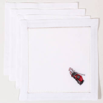 The Holiday Aisle Howden Poinsettias Embroidered Cocktail 6 Napkin Wayfair