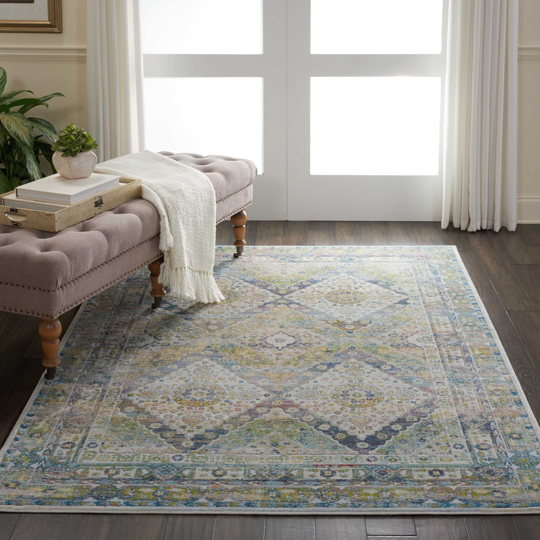 Bungalow Rose Burnie Oriental Blue Green Ivory Rug Reviews Wayfair