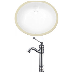 Go to store & view more images American Imaginations CUPC Ceramic Oval Undermount Bathroom Sink with Faucet and Overflow