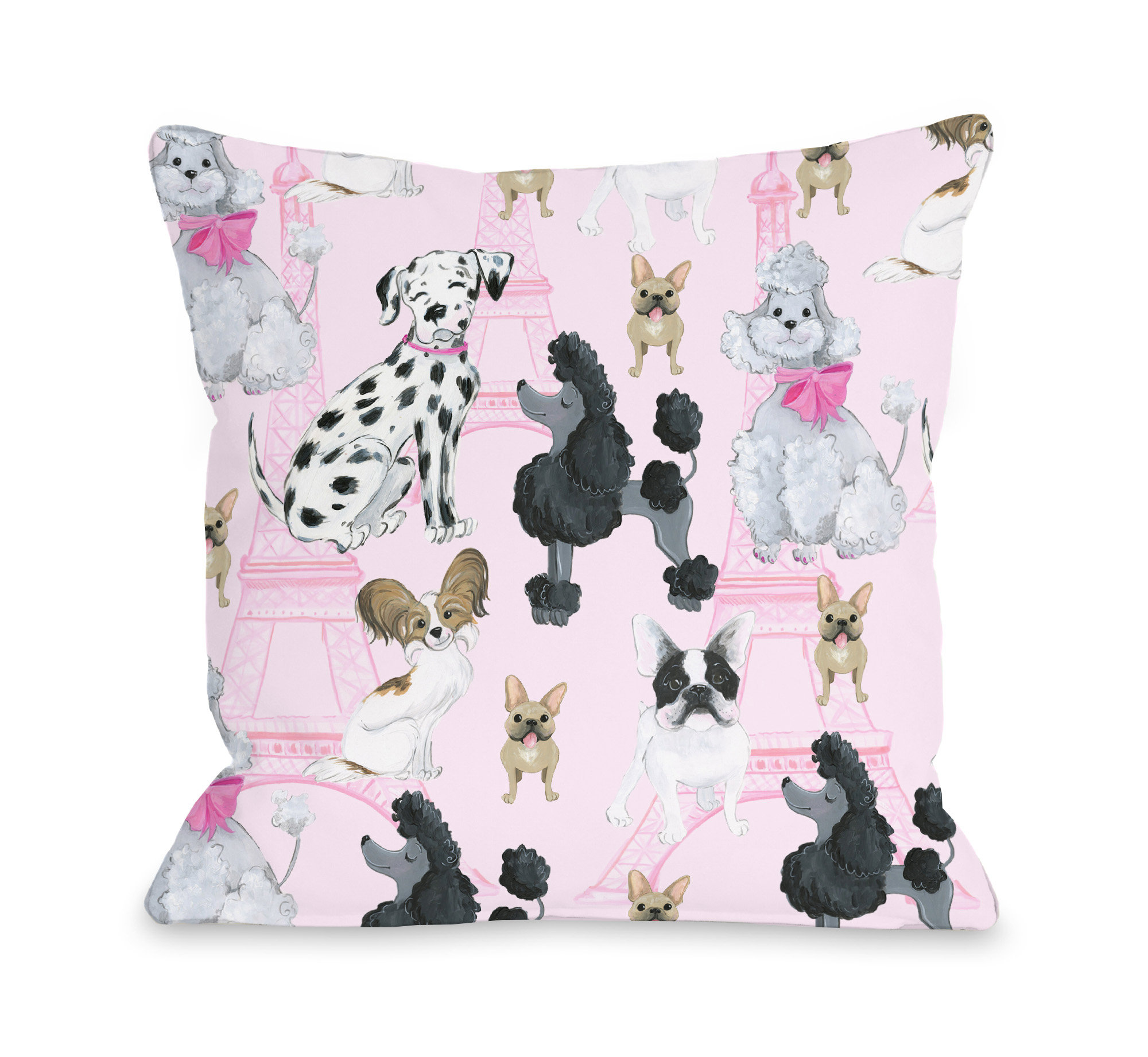 One Bella Casa Dogs Eiffel Tower Throw Pillow Reviews Wayfair
