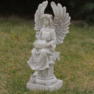 Rose Gold Effect Ceramic Seated Angel With Metal Wings 