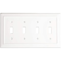 Toggle Switch Wall Plate,4 Gang,Gray NP4GY 