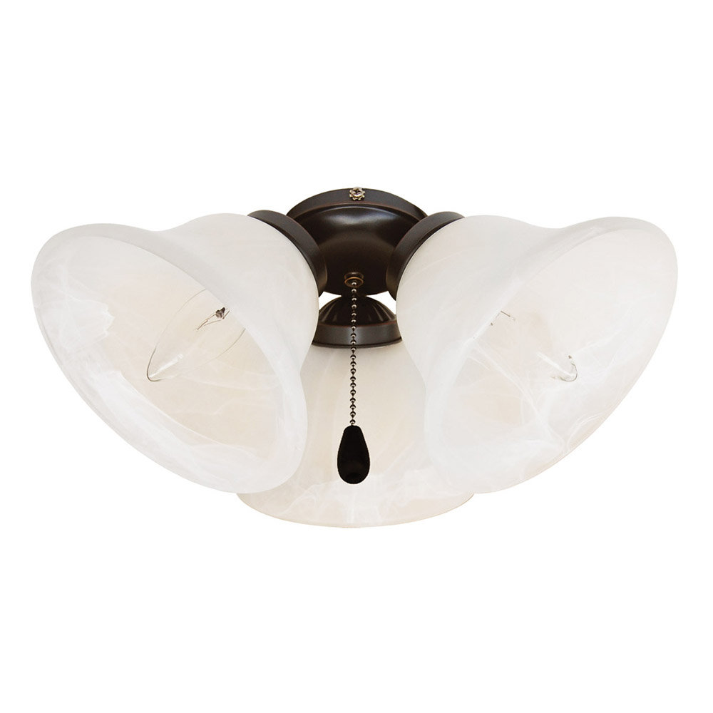 Alcott Hill 3 Light Satin Nickel Ceiling Fan Light Kit With