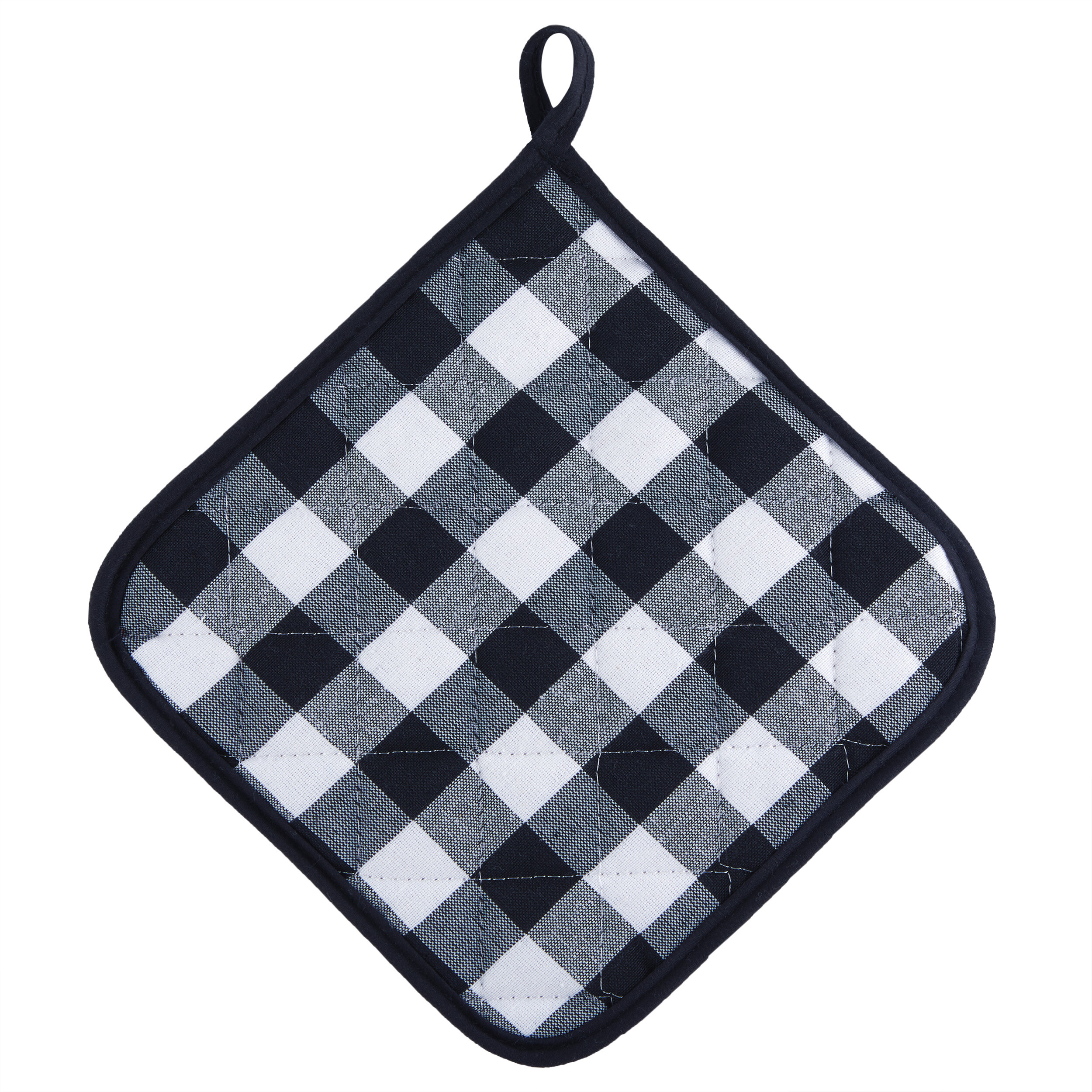 Black and white checkered  Pot holder hot pad.