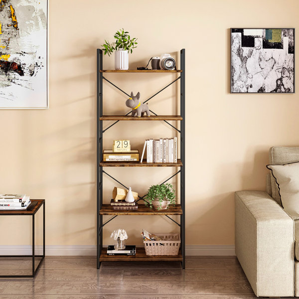 Industrial Style 6 Tier Modern Bookcase Storage Display Unit Bookshelf Furniture 