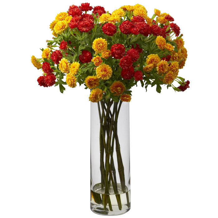 Alcott Hill Silk Japanese Flower Arrangement In Decorative Vase