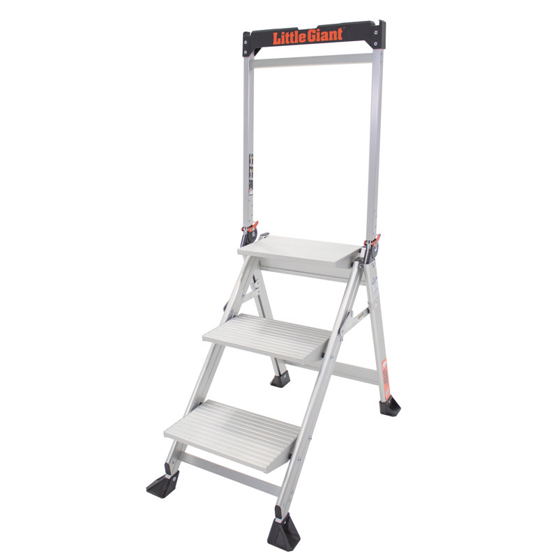 Little Giant Ladder Jumbo 3 Step 3 5 Ft Aluminum Step Ladder With 375 Lb Load Capacity Reviews Wayfair