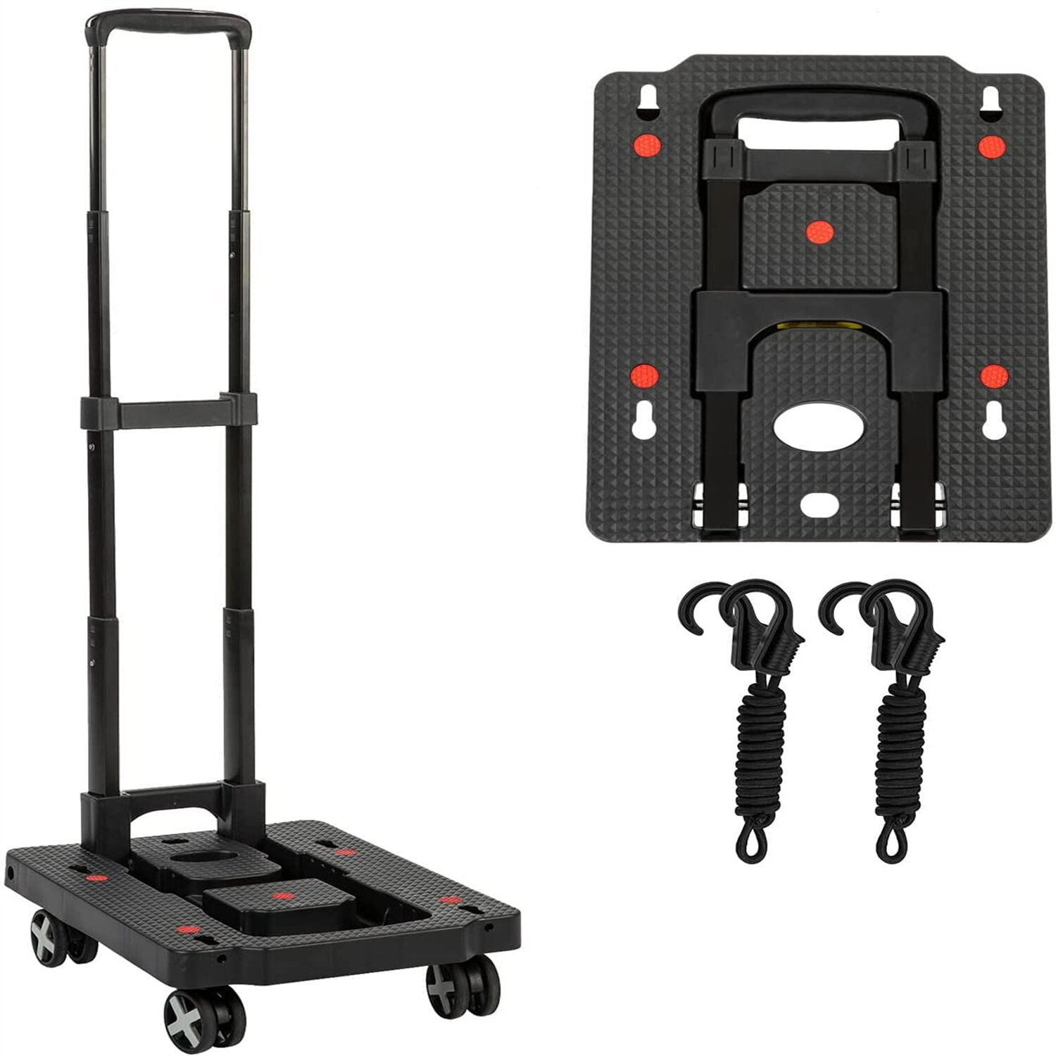 Push Hand Truck Moving Warehouse Cart Folding Dolly Collapsible Trolley ...