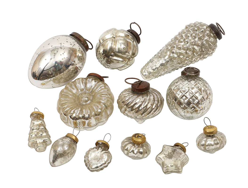Silent Night 12 Piece Mercury Glass Ornament