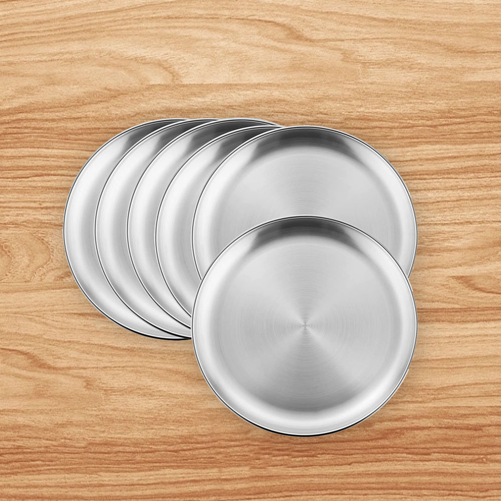 Eternal Night 6 Piece Stainless Steel Round Plates Metal 304 Dinner