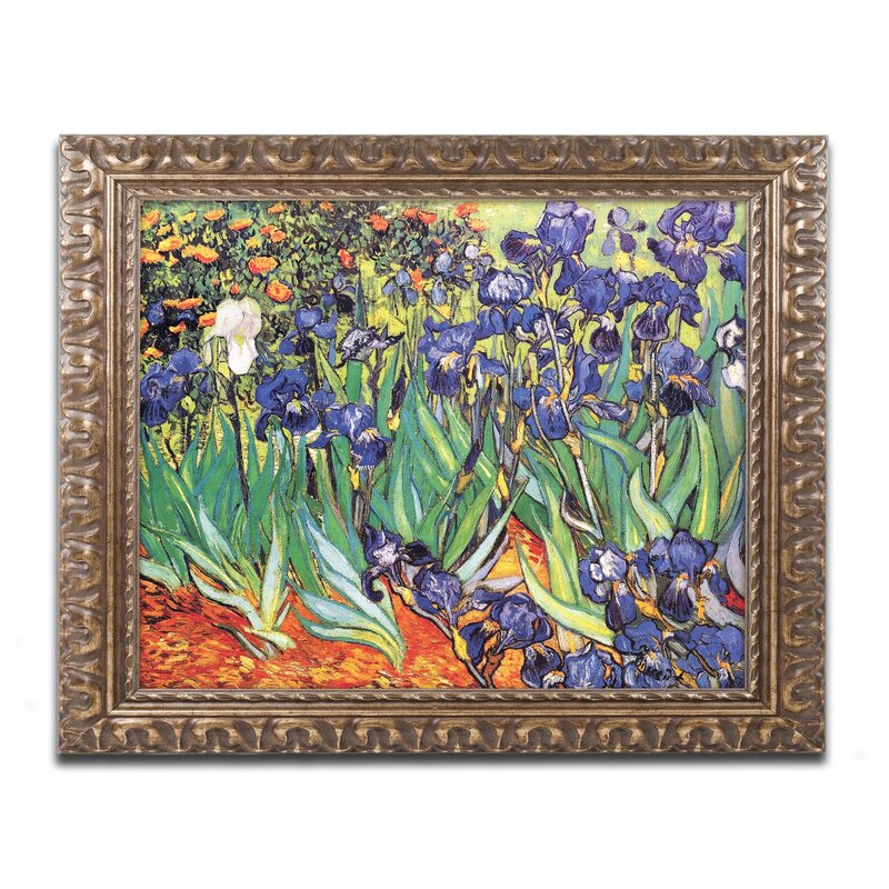 'Irises at Saint-Remy' by Vincent Van Gogh Framed Painting Print on Canvas