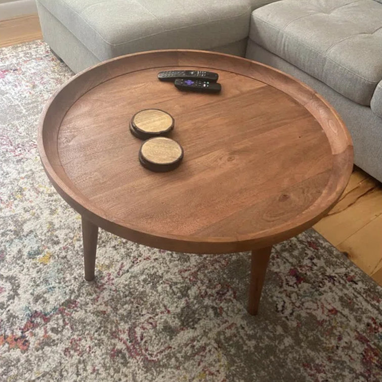 wayfair wood round coffee table