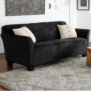 Velvet Plush Form Fit Stretch Box Cushion Sofa Slipcover By Winston Porter
