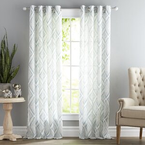Bungalow Printed Etched Diamond Single Curtain Panel
