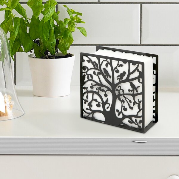 Ambiente Knotted Wire Napkin Holder Black Traditional Paper Napkins Metal Tray