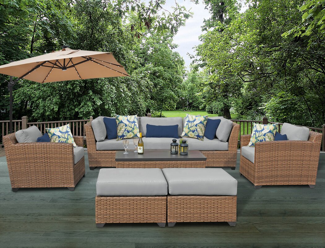 East Village 8 Piece Rattan Sofa Set with Cushions