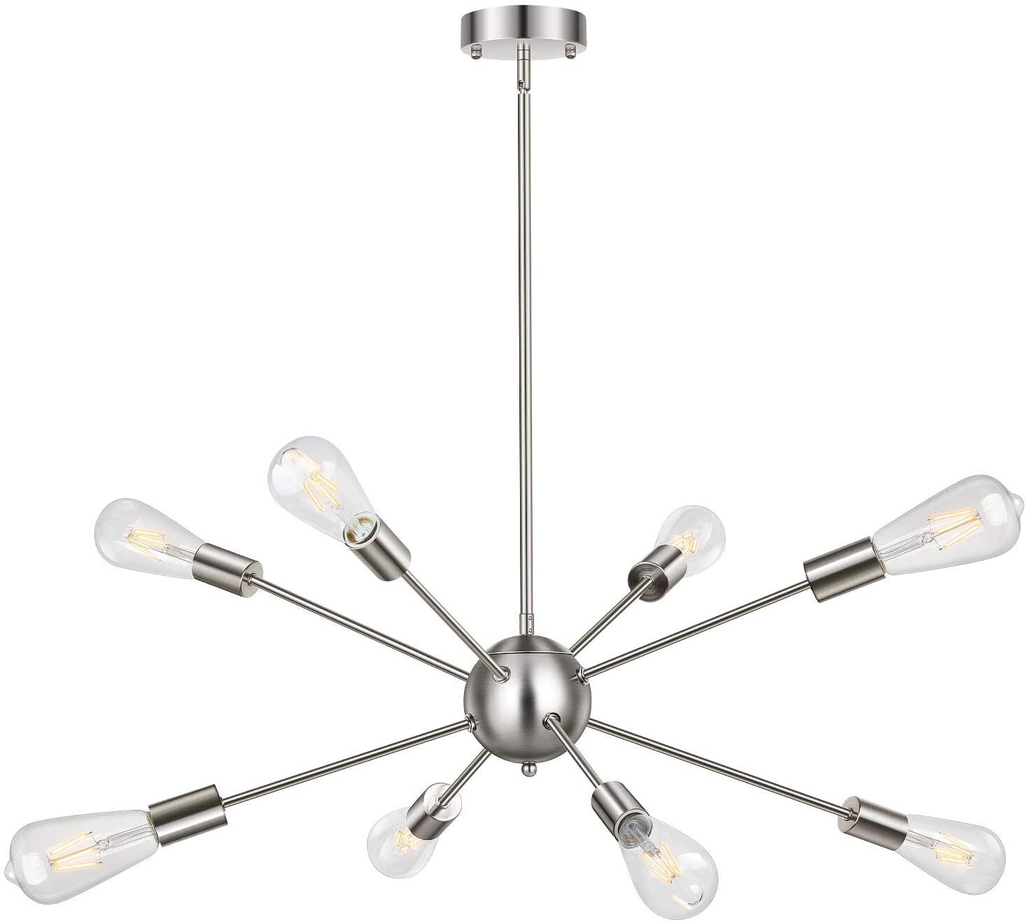 Modern Chrome Pendant Lighting Sputnik Chandelier 6 Lights Ceiling Light Fixture