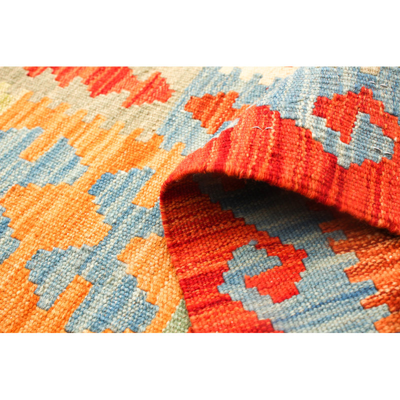 World Menagerie One Of A Kind Sigisbert Bold And Colorful 6 8 X 10 Wool Kilim Red Area Rug Wayfair