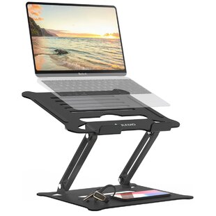 WYH Carry Lifting Notebook Stand Computer Bracket Folding Heightening Shelf 17 Inch Aluminum Alloy Desktop Cooling Base Non-Slip Color : Black, Size : L 