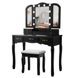 Black Makeup Vanities You Ll Love In 2021 Wayfair This 3 drawer vanity desk with stool & mirror is an accent piece that every woman needs in her bedroom!