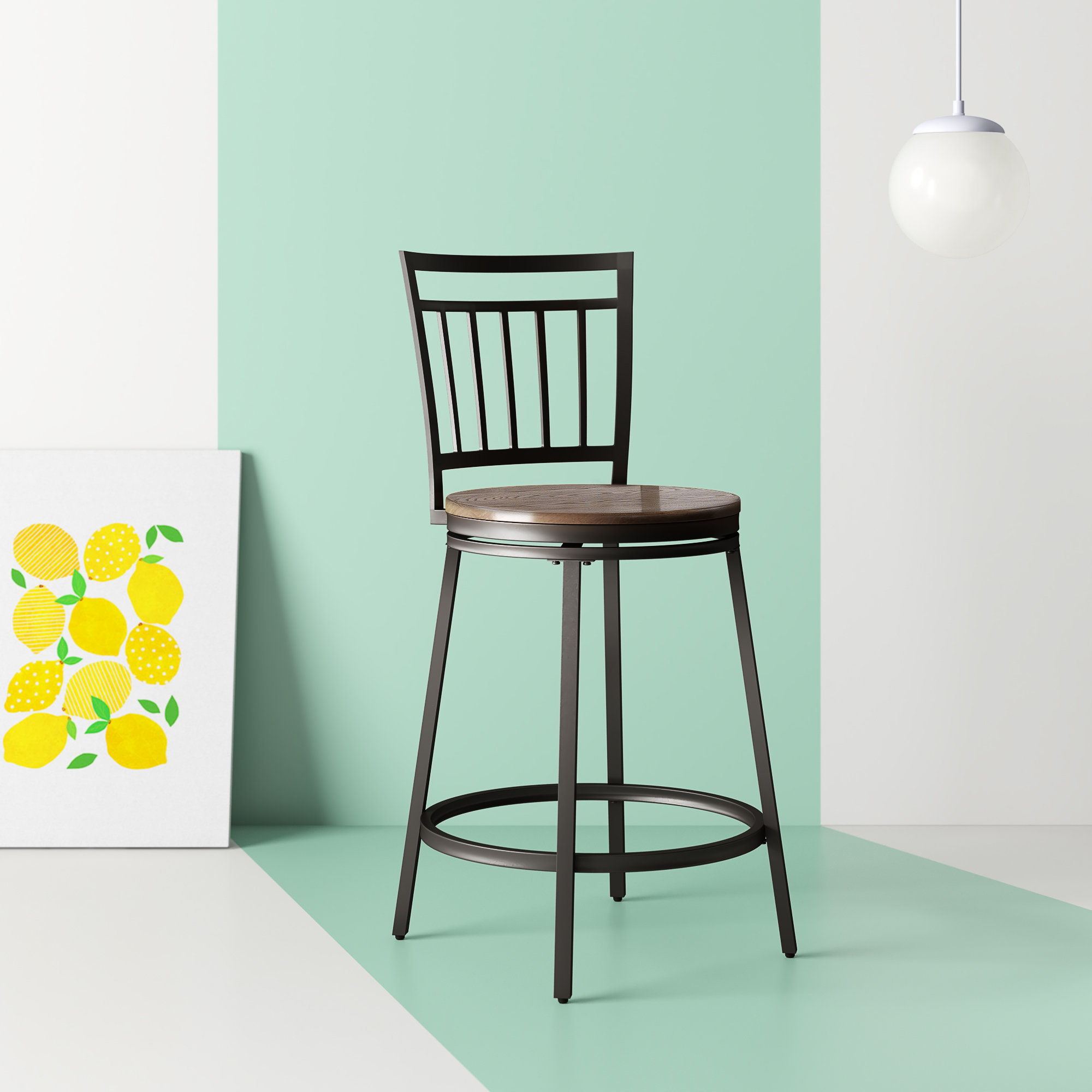 Hashtag Home Eberhardt Swivel Solid Wood Counter & Bar Stool & Reviews