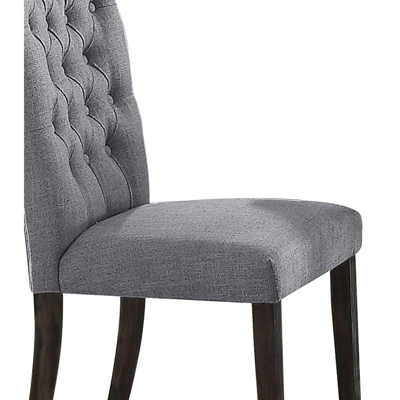 Charlton Home Fabric Upholstered Wooden Side Chair With Nail Head