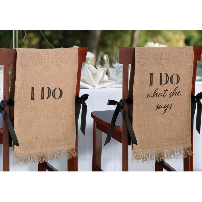 I Do Rustic Burlap Chair Cover