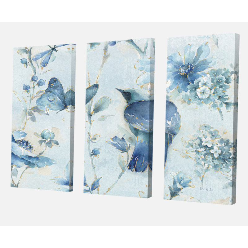East Urban Home Farmhouse Indigold Watercolor Flower Iii Painting Multi Piece Image On Canvas Wayfair