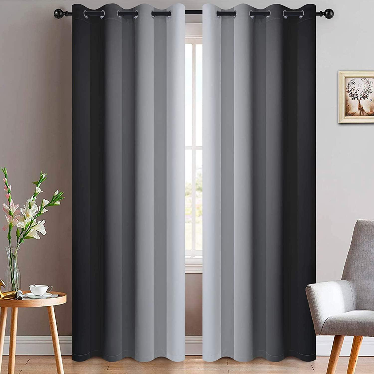 2 Panels Blackout Curtain Thermal Insulated Grommet Top Drapes for Bedroom 