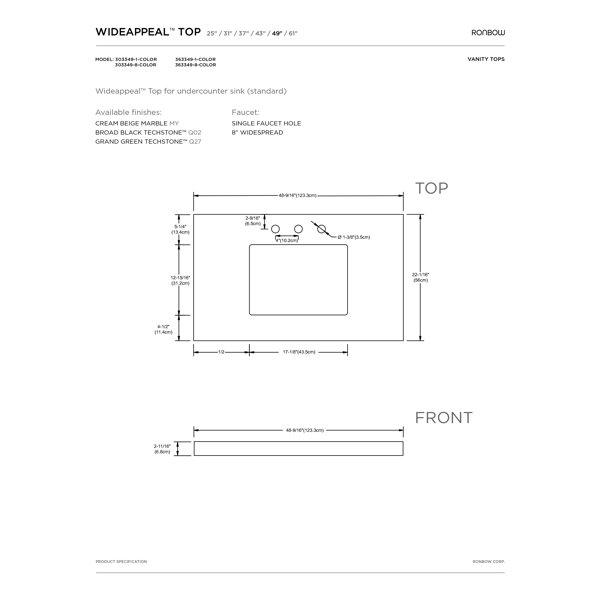 Ronbow Techstone 48 56 Single Bathroom Vanity Top In Solid White Wayfair