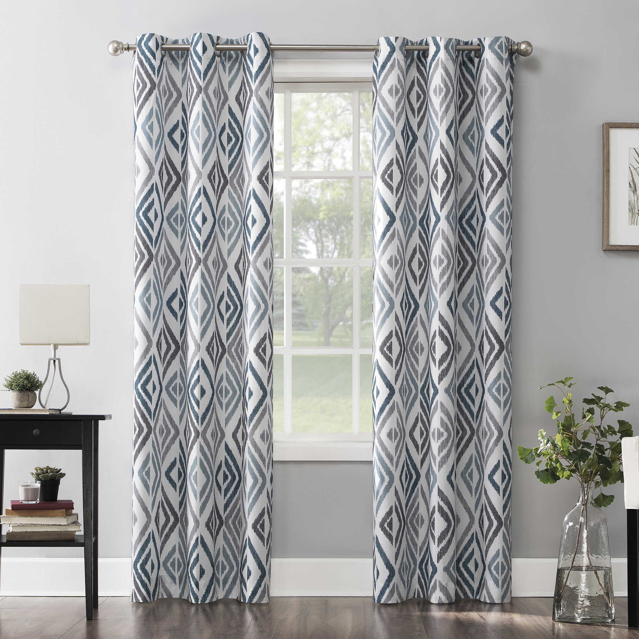 Ivy Bronx Chaunte Ikat Semi Sheer Grommet Single Curtain Panel Reviews Wayfair