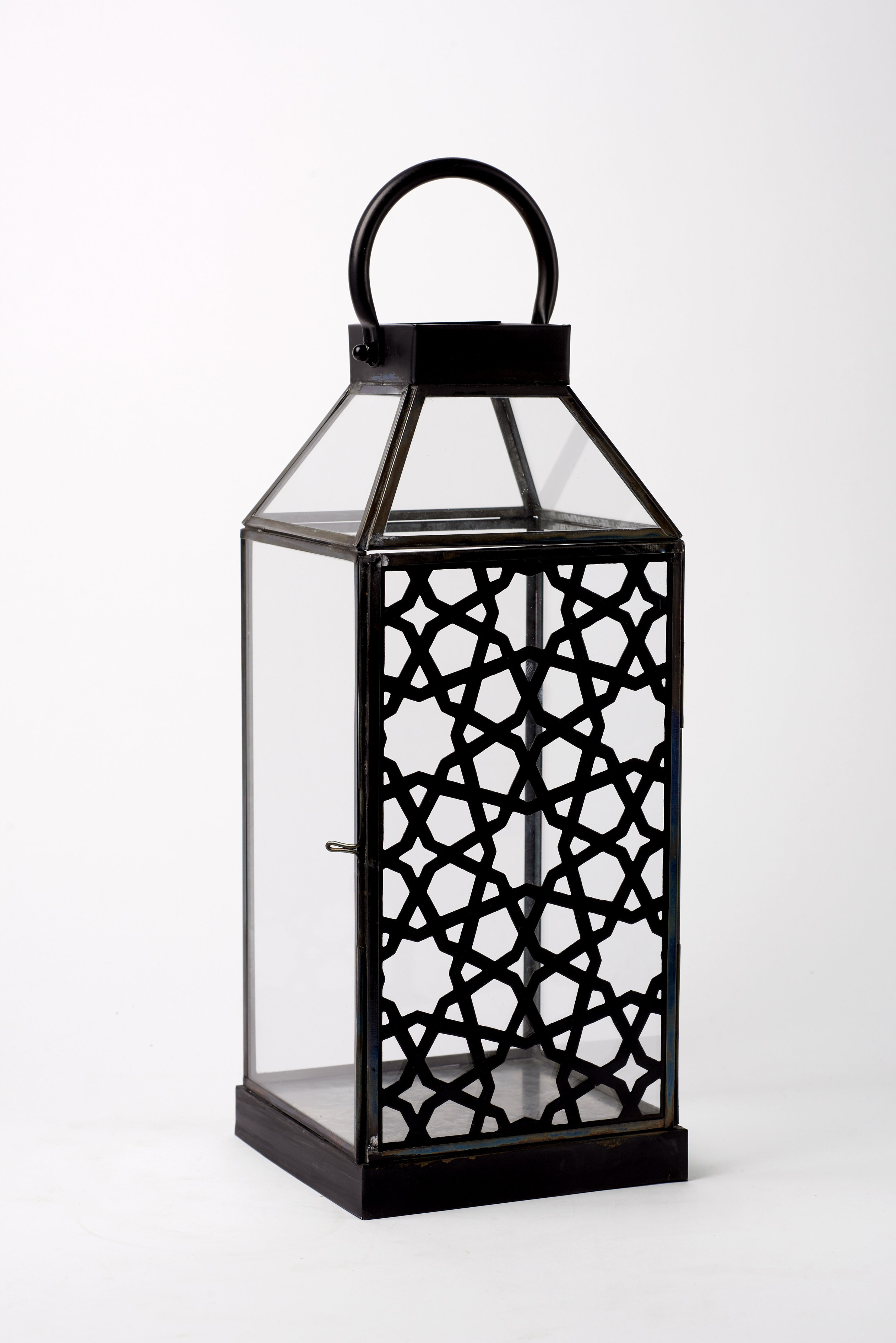 Gracie Oaks Arabesque Shadow Glass And Metal Lantern Wayfair
