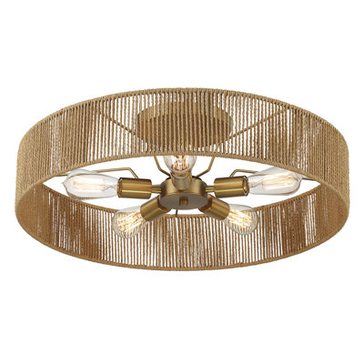 Julep 5-Light Ceiling Light in Warm Brass and Rope