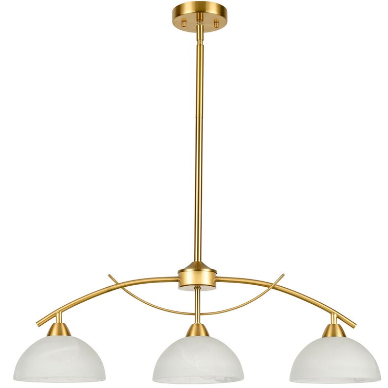Antique Brass With Gold With Alabaster Glass Pendant/Chandelier 