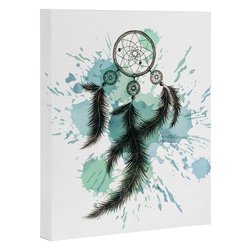 East Urban Home Blue Dream Catcher Graphic Art on Wrapped Canvas | Wayfair