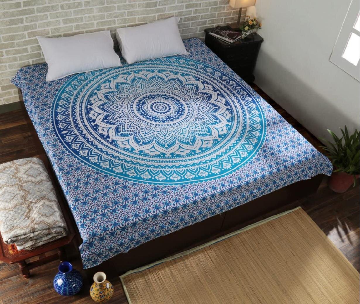 Indian Mandala Tapestry Hippie Wall Hanging Bohemian Bedspread Dorm Decor 