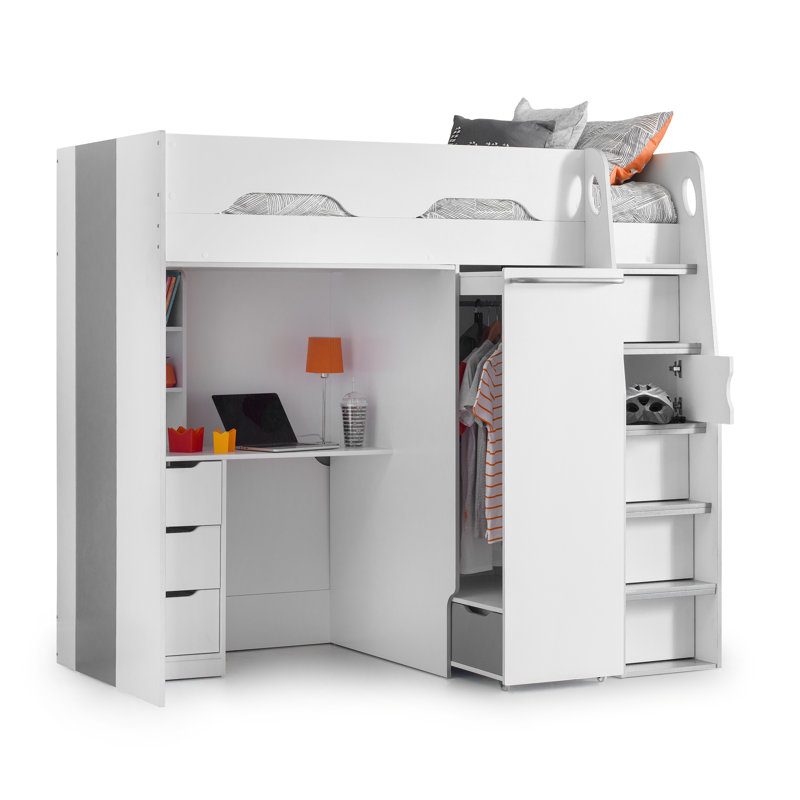 17 Stories Joachim Single High Sleeper Bed With Built In Wardrobe