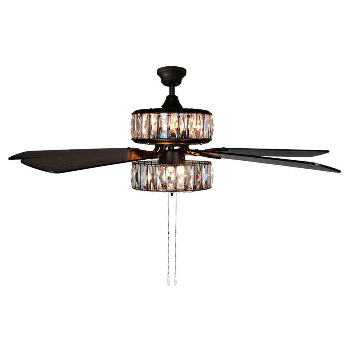 52 Njie Caged Crystal 5 Blade Ceiling Fan Light Kit Included