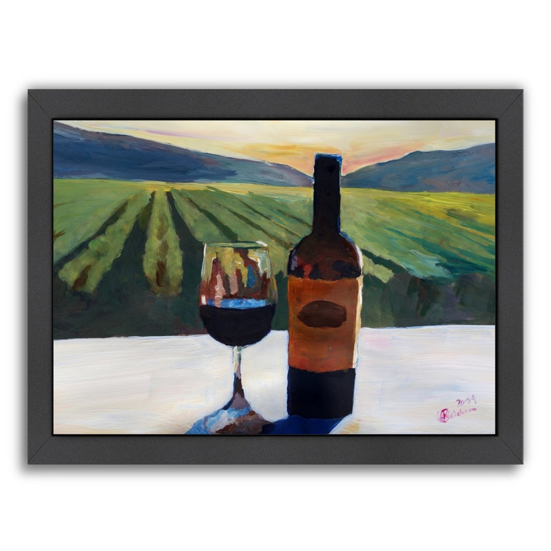 East Urban Home Napa Valley Wine Bottle And Glass Framed Painting