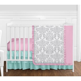 pink and turquoise crib bedding