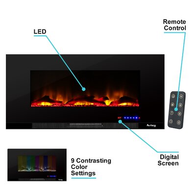 Led Electric Wall Mounted Electric Fireplace Insert E Flame Size 42